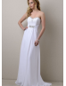 Strapless Sweetheart Neckline Ivory Chiffon Beaded Prom Dress